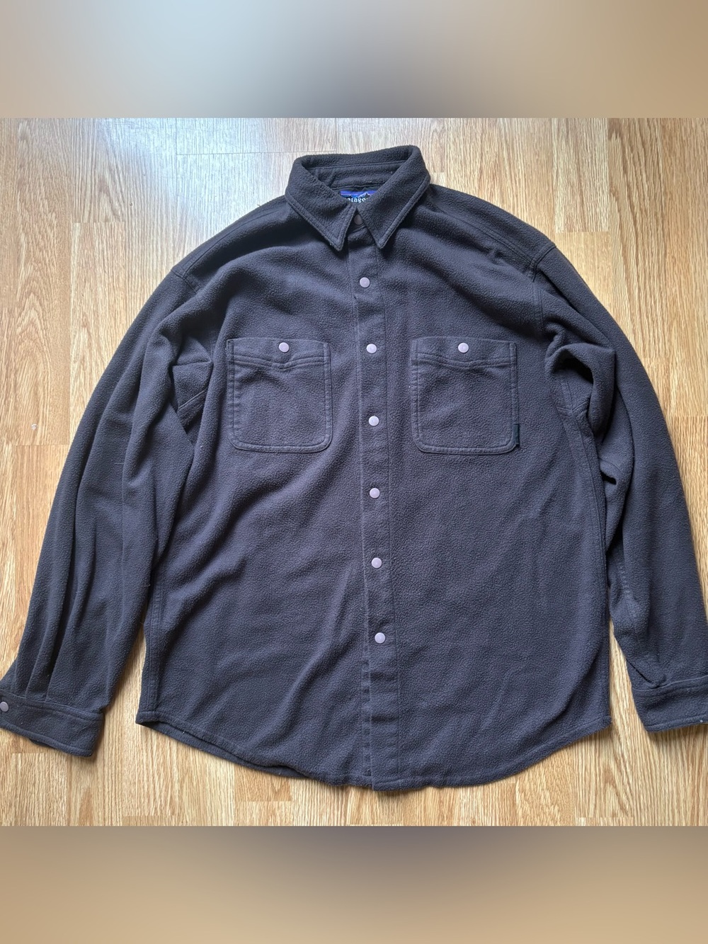 90s Patagonia Fleece Snap Front Shirt Jacket brown/gray size M men’s